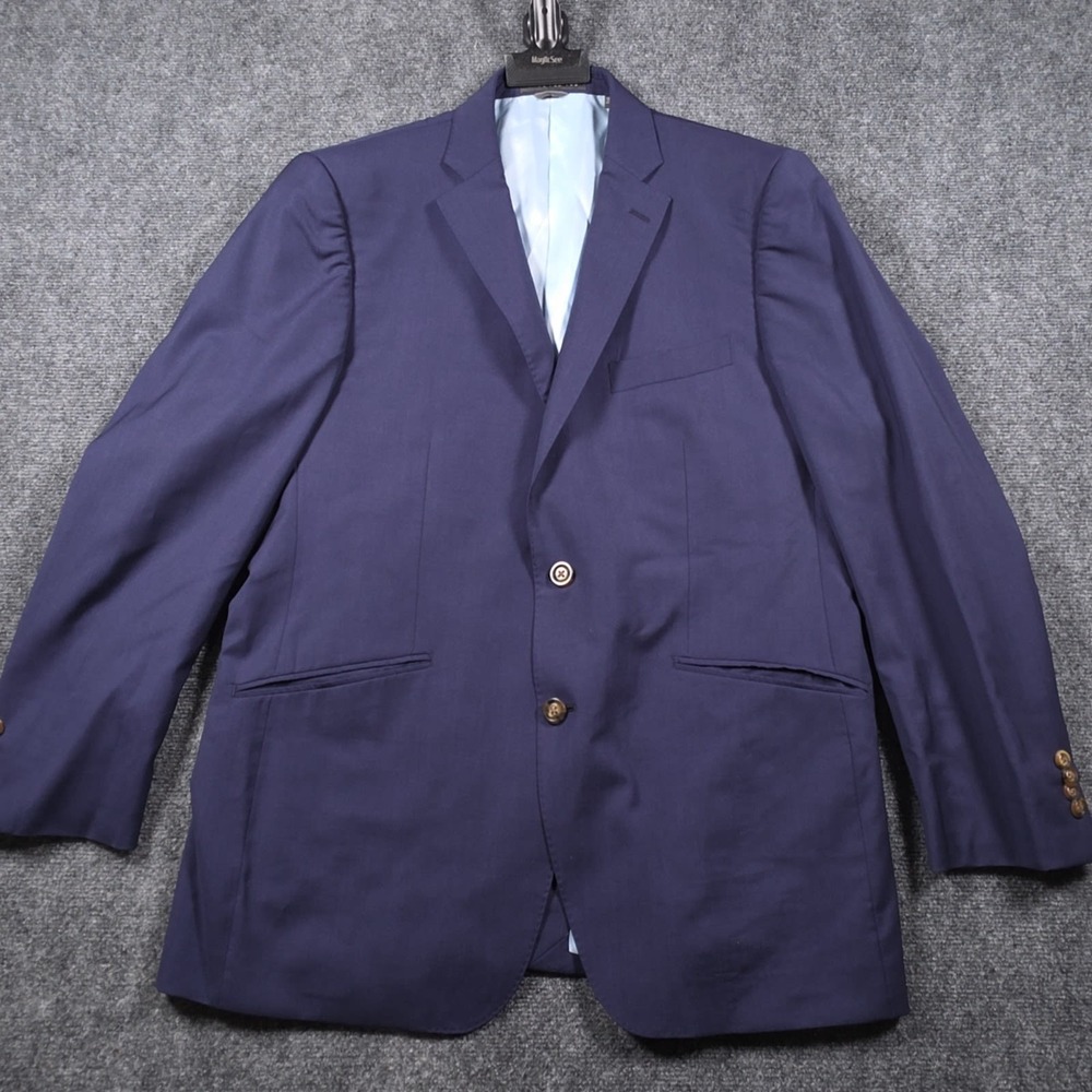 Indochino Guabello Blazer Mens 44 Navy Wool Custom Tailored Jacket Sport Coat